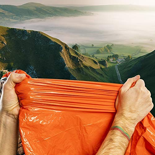 Bramble Emergency Thermal Bivvy Bags, Rescue Sleeping Blankets, Bright Orange, 213 x 91 cm, Pack of 3-4