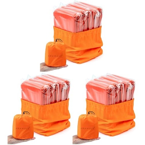 Bramble Emergency Thermal Bivvy Bags, Rescue Sleeping Blankets, Bright Orange, 213 x 91 cm, Pack of 3