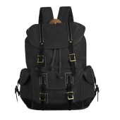 BRASS TACKS Leathercraft waxed canvas backpack, black, one size