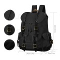 BRASS TACKS Leathercraft waxed canvas backpack, black, one size