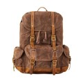 BRASS TACKS Leathercraft Heavy Duty Waxed Canvas Vintage Backpack, Brown, One Size