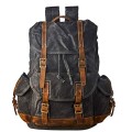 BRASS TACKS Leathercraft Waxed Canvas Vintage Backpack, Dark Gray, One Size