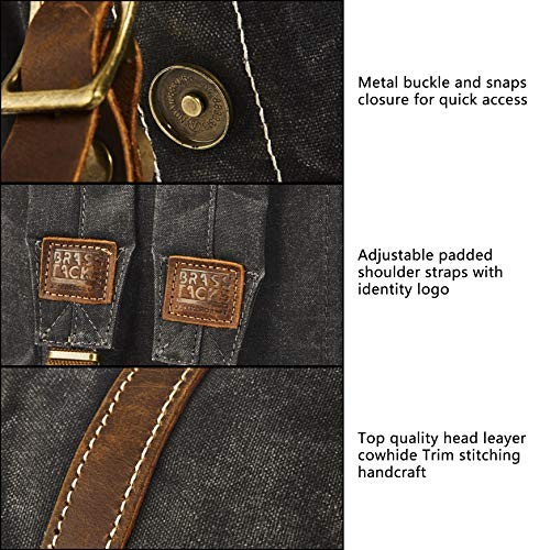 BRASS TACKS Leathercraft Waxed Canvas Vintage Backpack, Dark Gray, One Size-2