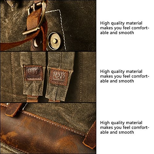 BRASS TACKS Leathercraft Brown Waxed Canvas Vintage Waterproof Backpack, One Size, 15.6-inch Laptop Bag-2