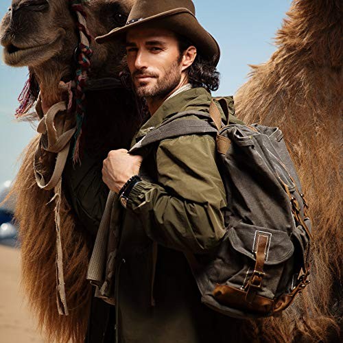 BRASS TACKS Leathercraft Brown Waxed Canvas Vintage Waterproof Backpack, One Size, 15.6-inch Laptop Bag-5