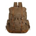 BRASS TACKS Leathercraft Waxed Canvas Backpack, Brown-coffee, One Size