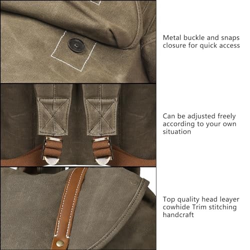 BRASS TACKS Leathercraft Waxed Canvas Vintage Waterproof Backpack, Olive Green, One Size-1