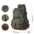 BRASS TACKS Leathercraft Heavy Duty Canvas and Genuine Leather Waterproof Buckle Cargo Pocket Utility Cinched Backpack, Green, One Size