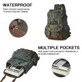 BRASS TACKS Leathercraft Heavy Duty Canvas and Genuine Leather Waterproof Buckle Cargo Pocket Utility Cinched Backpack, Green, One Size
