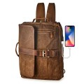 BRASS TACKS Leathercraft Bronze Vintage Waxed Canvas Convertible Laptop Messenger Backpack