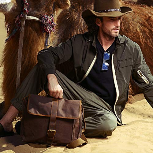BRASS TACKS Leathercraft Bronze Vintage Waxed Canvas Convertible Laptop Messenger Backpack-5