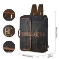 BRASS TACKS Leathercraft Vintage Waterproof Waxed Canvas Convertible Laptop Messenger Backpack Rucksack, Black Gray, One Size