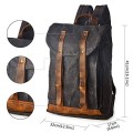 BRASS TACKS Leathercraft waterproof waxed canvas shoulder rucksack backpack, grey, fits up to 15.6 inch laptops