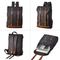 BRASS TACKS Leathercraft waterproof waxed canvas shoulder rucksack backpack, grey, fits up to 15.6 inch laptops
