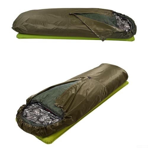 Tidevib Green Breathable Waterproof Bivy Sack Sleeping Bag with Thermal Reflective Material-1