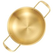 BRIGHTFUFU Portable Stainless Steel Pan, 11 Inch, Gold, Stay-Cool Riveted Handles