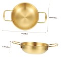 BRIGHTFUFU Portable Stainless Steel Pan, 11 Inch, Gold, Stay-Cool Riveted Handles