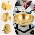 BRIGHTFUFU Portable Stainless Steel Pan, 11 Inch, Gold, Stay-Cool Riveted Handles