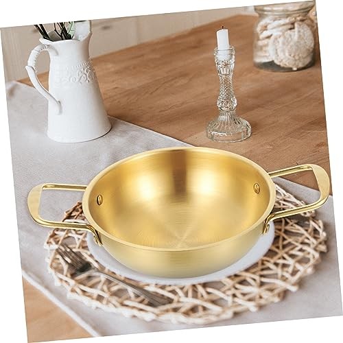 BRIGHTFUFU Portable Stainless Steel Pan, 11 Inch, Gold, Stay-Cool Riveted Handles-7