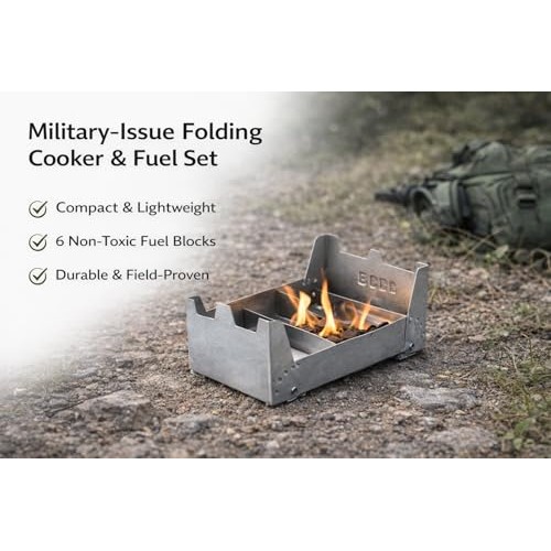Generic British Army Cooker & Fuel Set Folding Backpack Stove with 6 Fire Dragon Gel Blocks-5