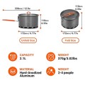 Bulin 2.1L Camping Pot with Heat Exchanger and Heat-Proof Handle, Black-1.2l