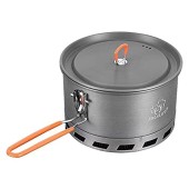 Bulin 2.1L Camping Pot with Heat Exchanger and Heat-Proof Handle, Black-1.2l