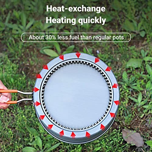 Bulin 2.1L Camping Pot with Heat Exchanger and Heat-Proof Handle, Black-1.2l-2