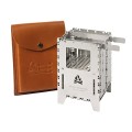 Bushcraft Essentials Bushbox XL Premium Set Folding Outdoor Stove with Universal Grate and Leather Case
