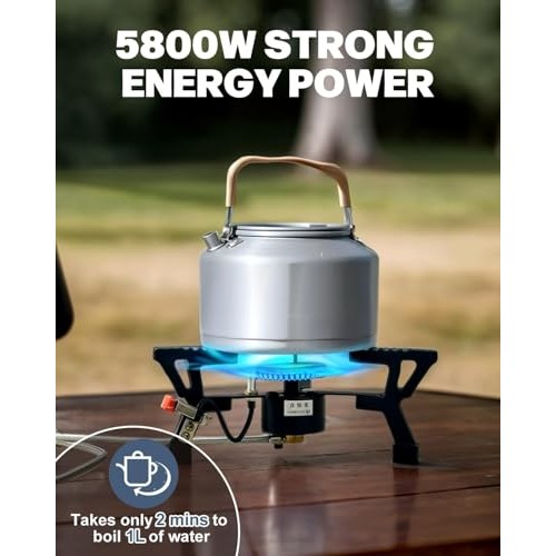Olutula Camping Gas Stove, 5800W Wind-Resistant Burner, Black-4