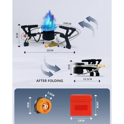 Olutula Camping Gas Stove, 5800W Wind-Resistant Burner, Black-5