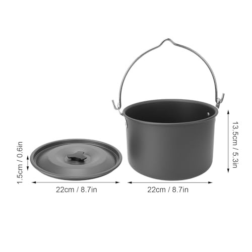 Agatige Camping Hanging Soup Pot, Large Capacity Aluminium Alloy, Non-Stick-3