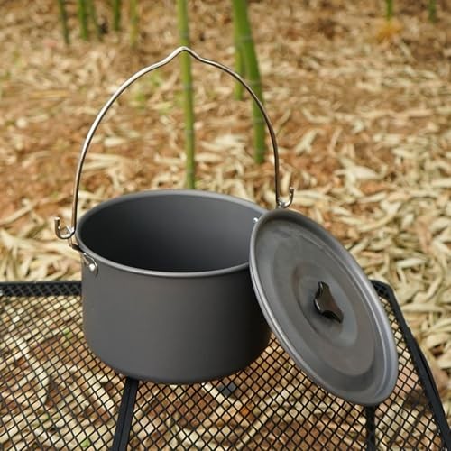 Agatige Camping Hanging Soup Pot, Large Capacity Aluminium Alloy, Non-Stick-4