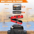 Hisencn 2-Burner Propane Camping Stove Set, 20,000 BTU/h, Red