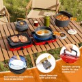 Hisencn 2-Burner Propane Camping Stove Set, 20,000 BTU/h, Red