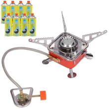 Taylor & Brown Mini Foldable Backpacking Stove with 8 Gas Canisters