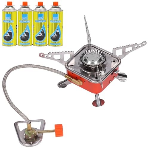 Taylor & Brown Mini Foldable Camping Stove with 4 Gas Canisters