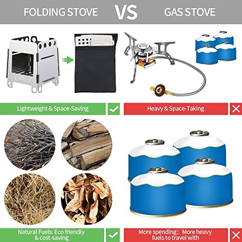 Lixada Portable Wood Burning Camping Stove, Stainless Steel-3