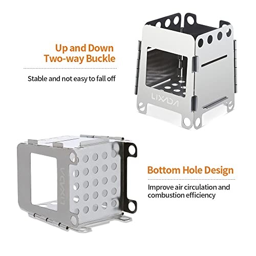Lixada Portable Wood Burning Camping Stove, Stainless Steel-4