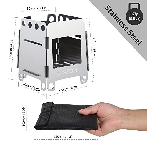 Lixada Portable Wood Burning Camping Stove, Stainless Steel-5