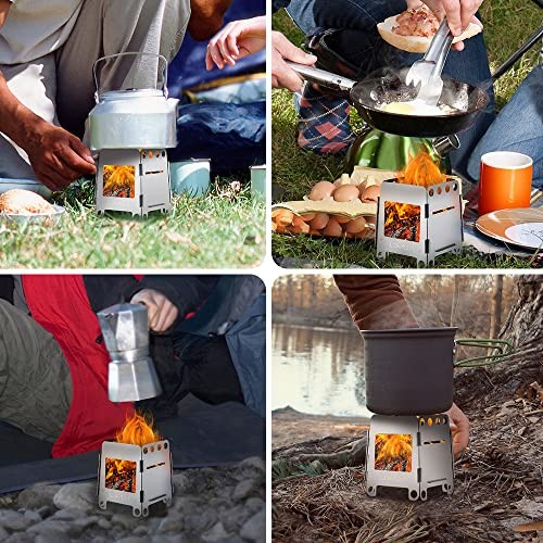 Lixada Portable Wood Burning Camping Stove, Stainless Steel-7