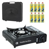 Deejaah Portable Camping Stove with Carry Case and 8 Butane Gas Canisters