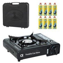 Deejaah Portable Camping Stove with Carry Case and 8 Butane Gas Canisters