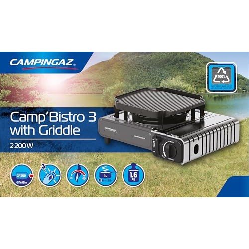 Campingaz Camp Bistro 3 Griddle 1-Burner Camping Stove, 2200W, with Carry Case-6
