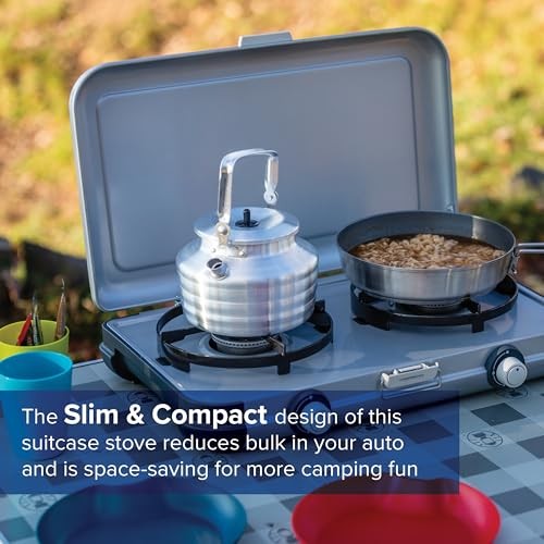 Campingaz Camping Kitchen 2 CV Portable Two-Burner Gas Stove, White-1