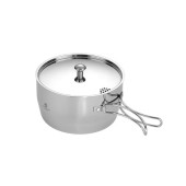 camping moon 2 Quart Camping Saucepan, 3-ply Stainless Steel with Lid and Foldable Handle, IH Compatible, CC-18