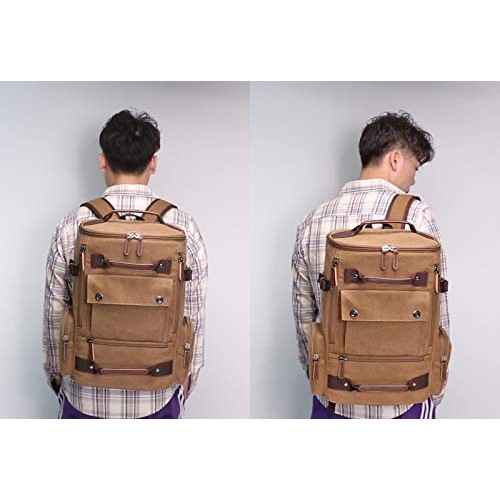 WTiger Coffee Canvas Backpack with 15.6-inch Laptop Compartment-5