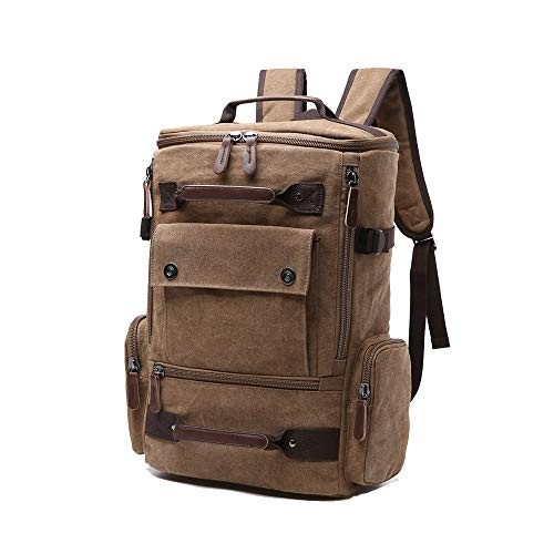WTiger Coffee Canvas Backpack with 15.6-inch Laptop Compartment