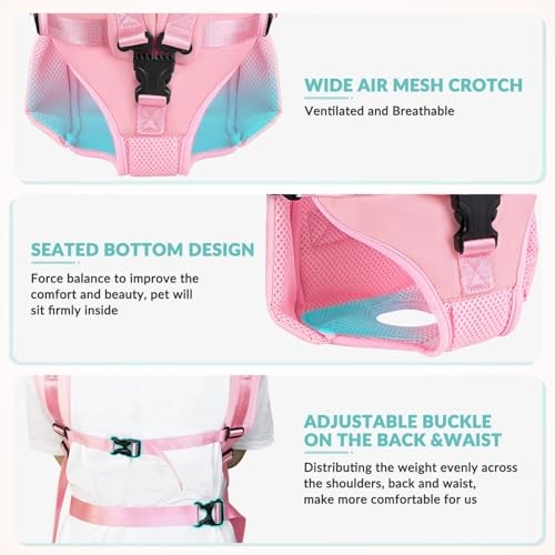 petmix Pink Small Adjustable Pet Backpack Carrier, Legs-Out Front Dog Carrier-2