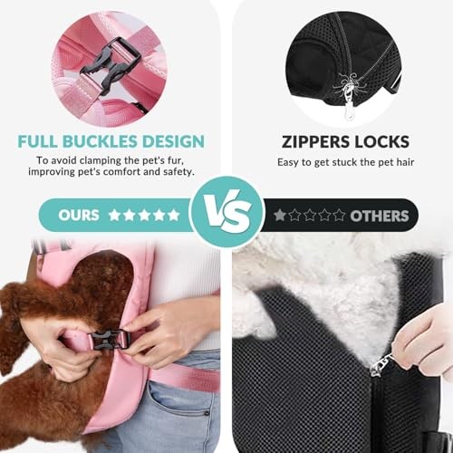 petmix Pink Small Adjustable Pet Backpack Carrier, Legs-Out Front Dog Carrier-3