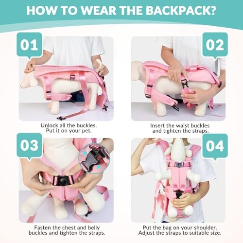 petmix Pink Small Adjustable Pet Backpack Carrier, Legs-Out Front Dog Carrier-4
